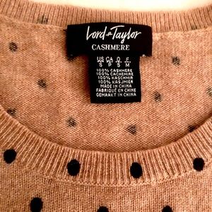 100% Cashmere sweater, tan with black polka dots